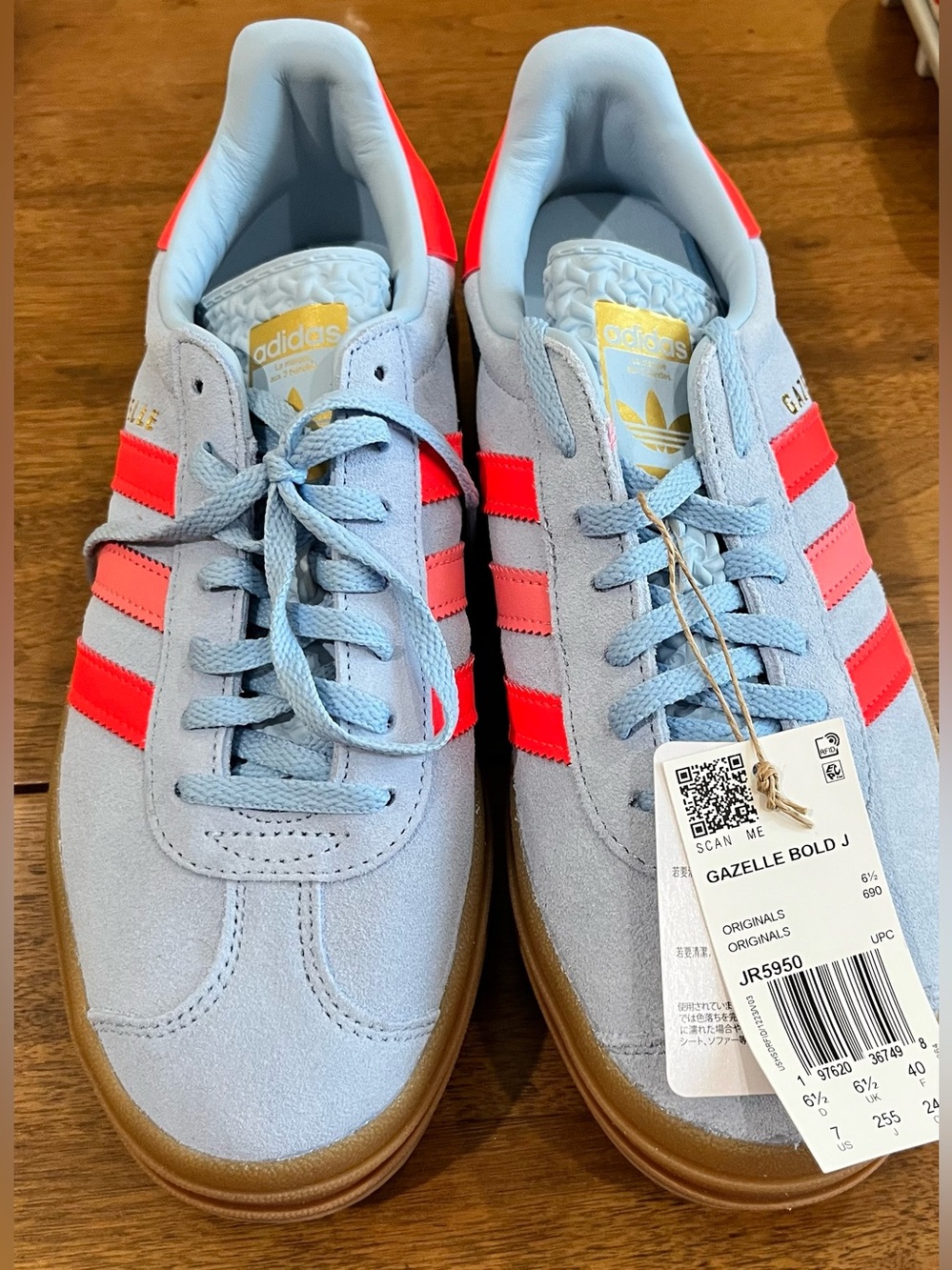 Adidas  Gazelle Bold - Light Blue with Coral Stripes Men’s size 7